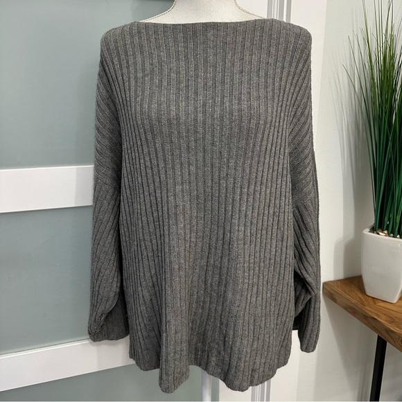 Lunya Ribbed Pima Alpaca Pullover Sweater Grey SZ XS/Small Oversized Relaxed Fit - Picture 1 of 6